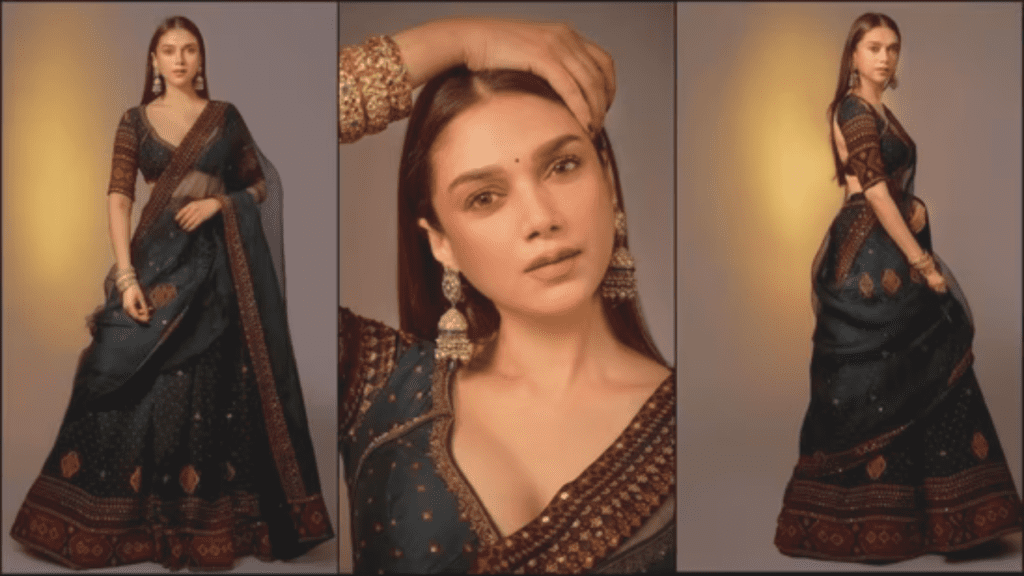 Aditi Rao Hydari chanderi silk lehenga by feature fashion